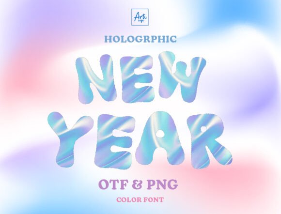 Holographic New Year: A Bold, Festive Display Font for Small Business Branding